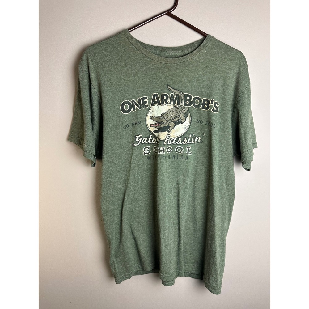 The Duck Company One Arm Bobs Gator Rasslin School T-Shirt Mens Large Green Tee